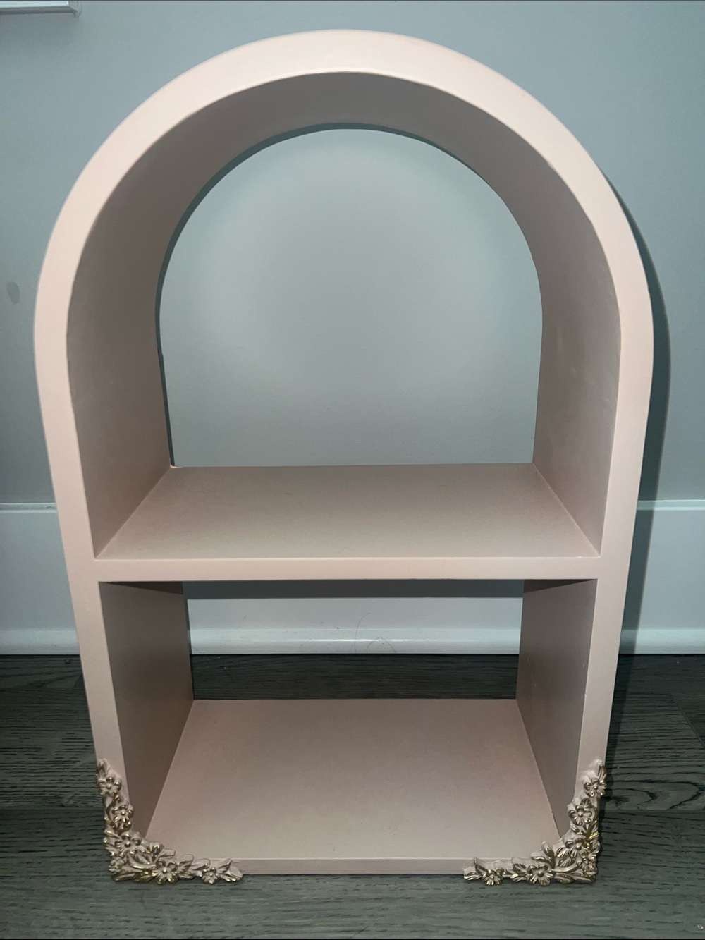 Blush Pink Arched Wall Shelf with Gold Accent - Home Wall Decor